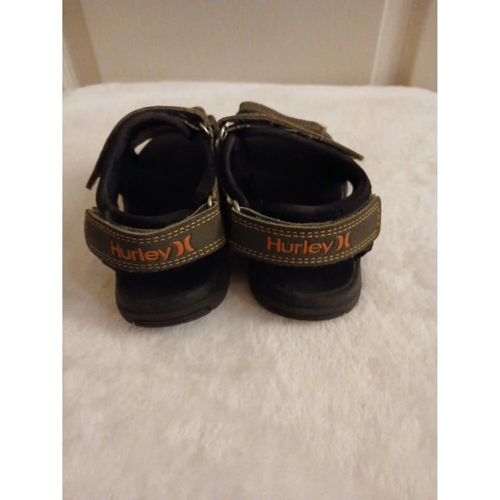 Hurley Sandals Boys Size 11 Olive Green & Orange